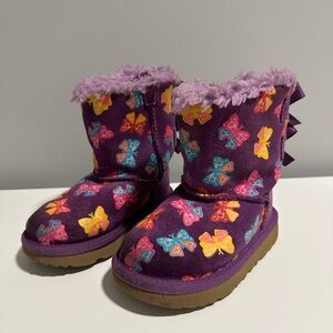 UGG Purple Kids Boots with Colorful Butterfly Pattern